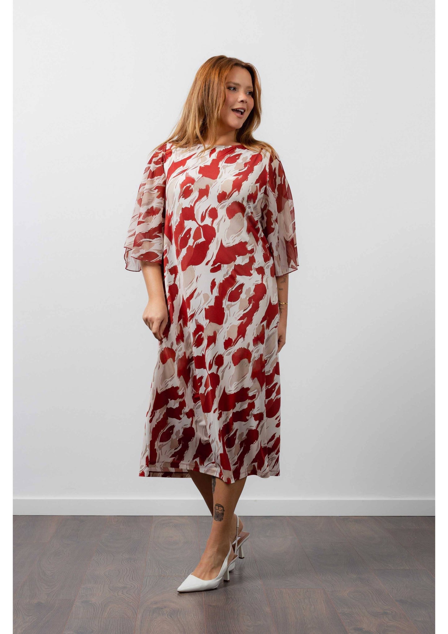 Kjole i mønstret i to farver Kollektion Store Størrelser