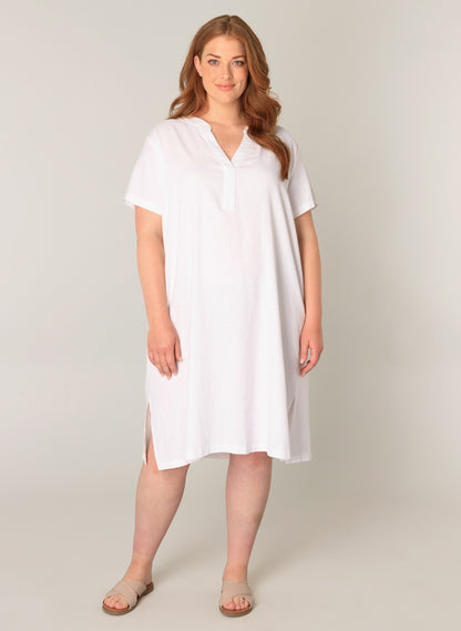 Yacinten kjole i Hør i plus size naturlig stof