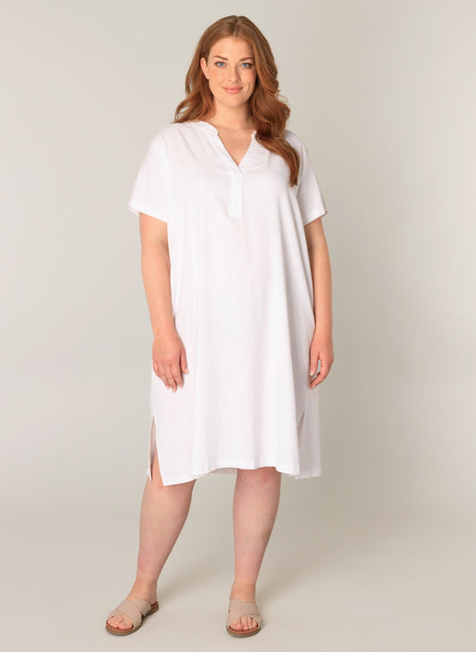 Yacinten kjole i Hør i plus size naturlig stof