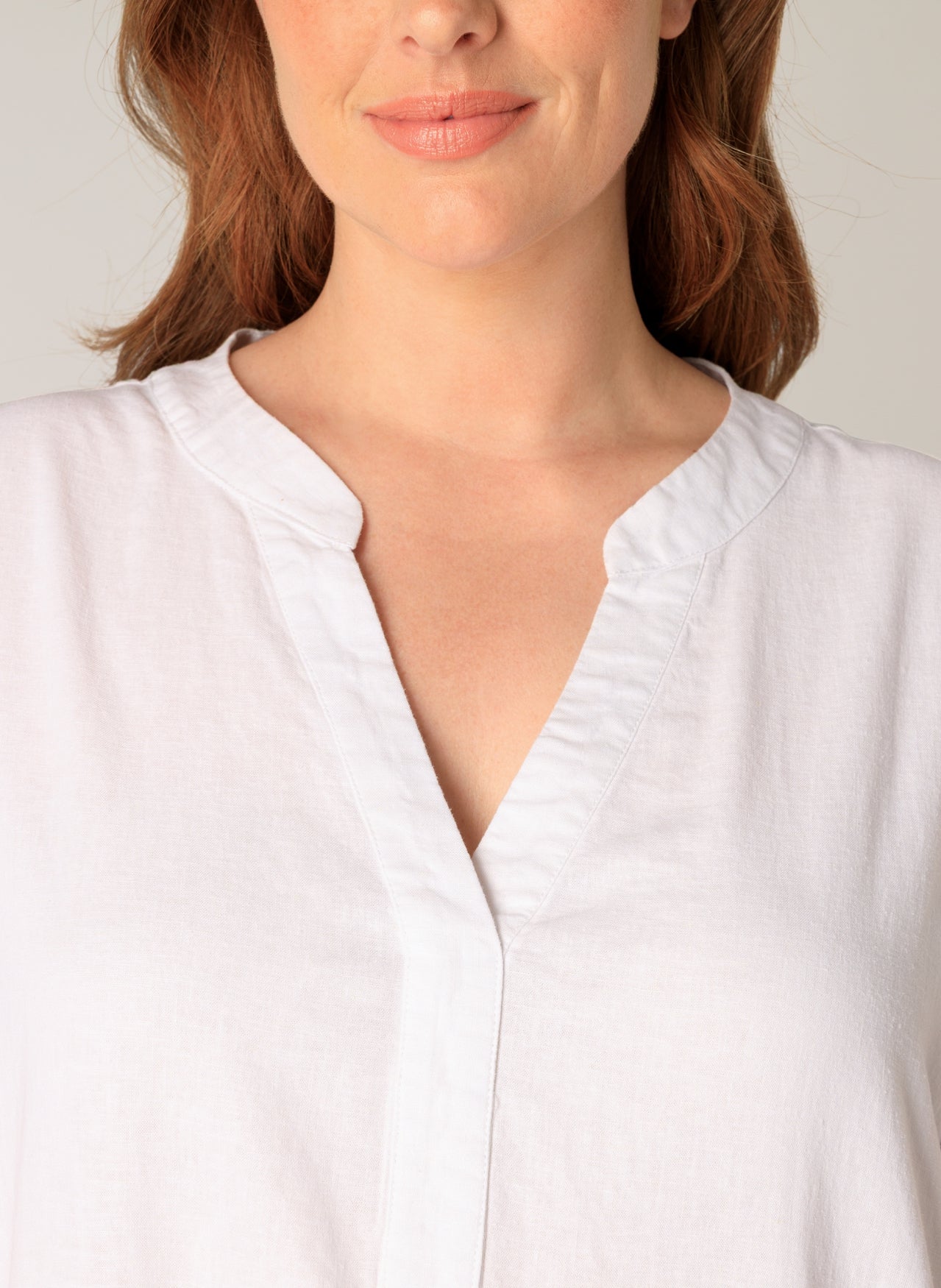 Yacinten kjole i Hør i plus size naturlig stof