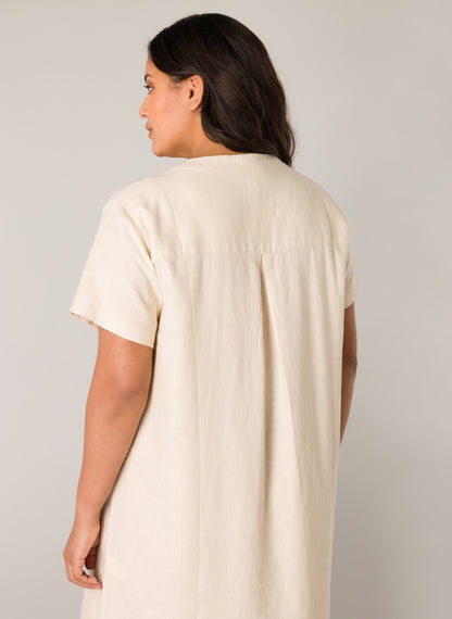 Yacinten kjole i Hør i plus size naturlig stof