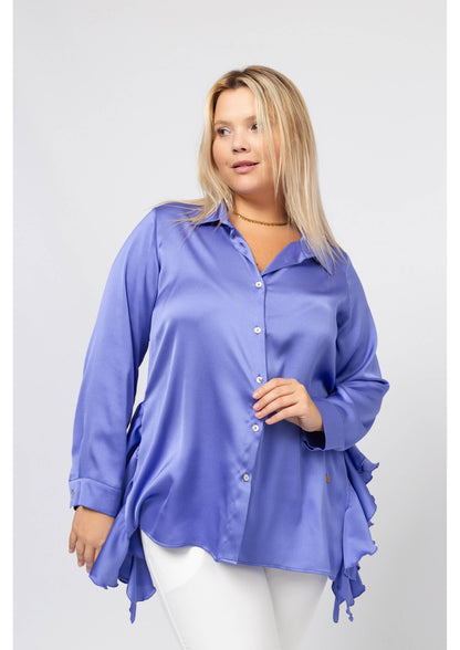 Almindelig bluse i satin Store Størrelser