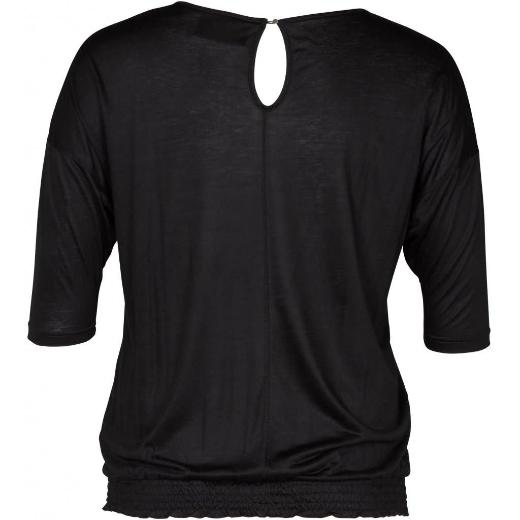 STATEMENT T-SHIRT MED 3/4-ÆRMER sort med print DAnsk design