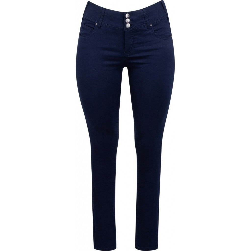 Bomulds jeans blå strechy i plus size low waist