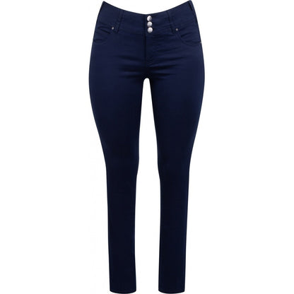 Bomulds jeans blå strechy i plus size low waist