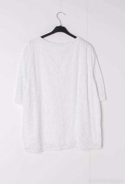 Plus size Bluse 100% bomuld broderi foret