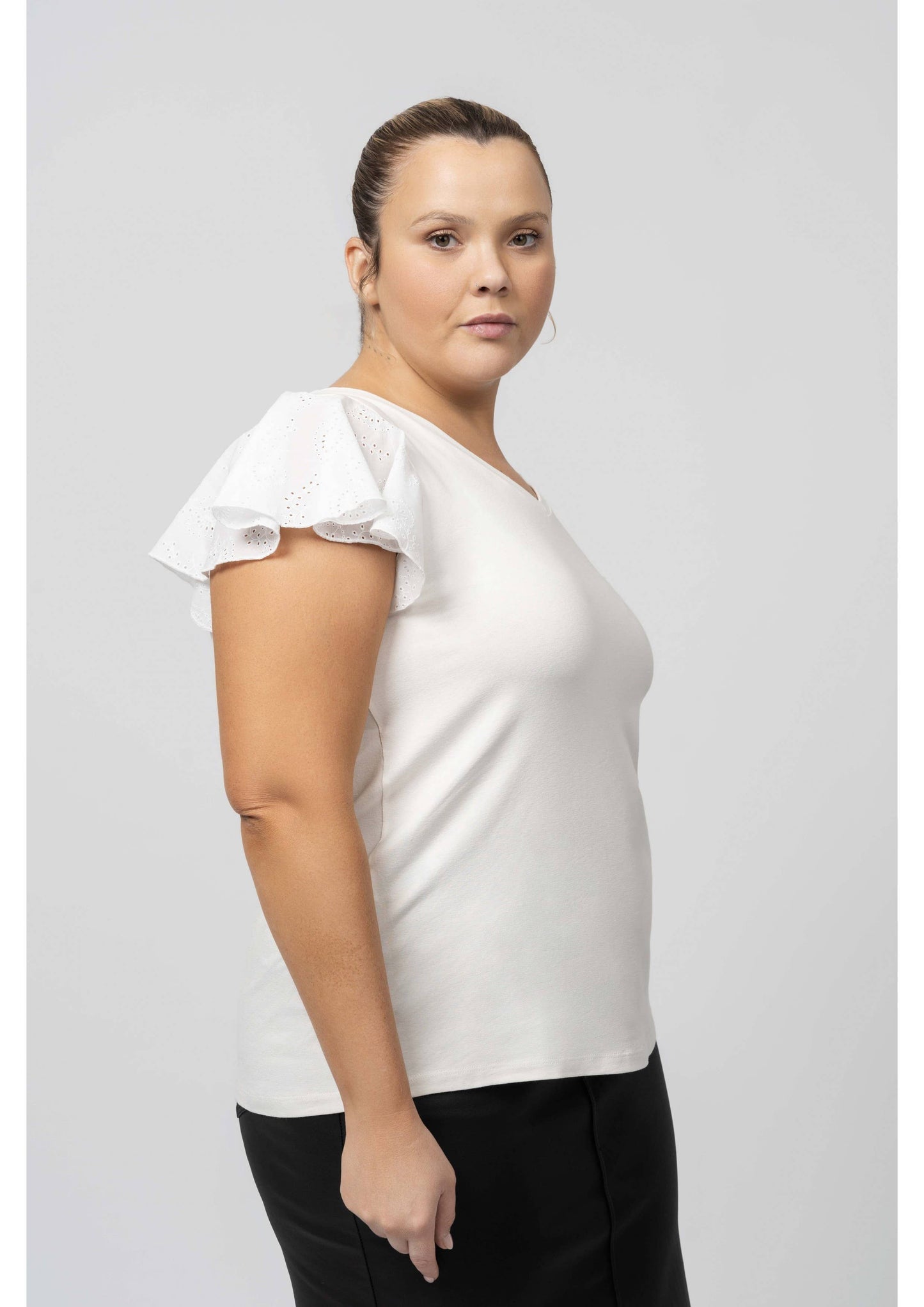 Almindelig bluse Plus Size hvid