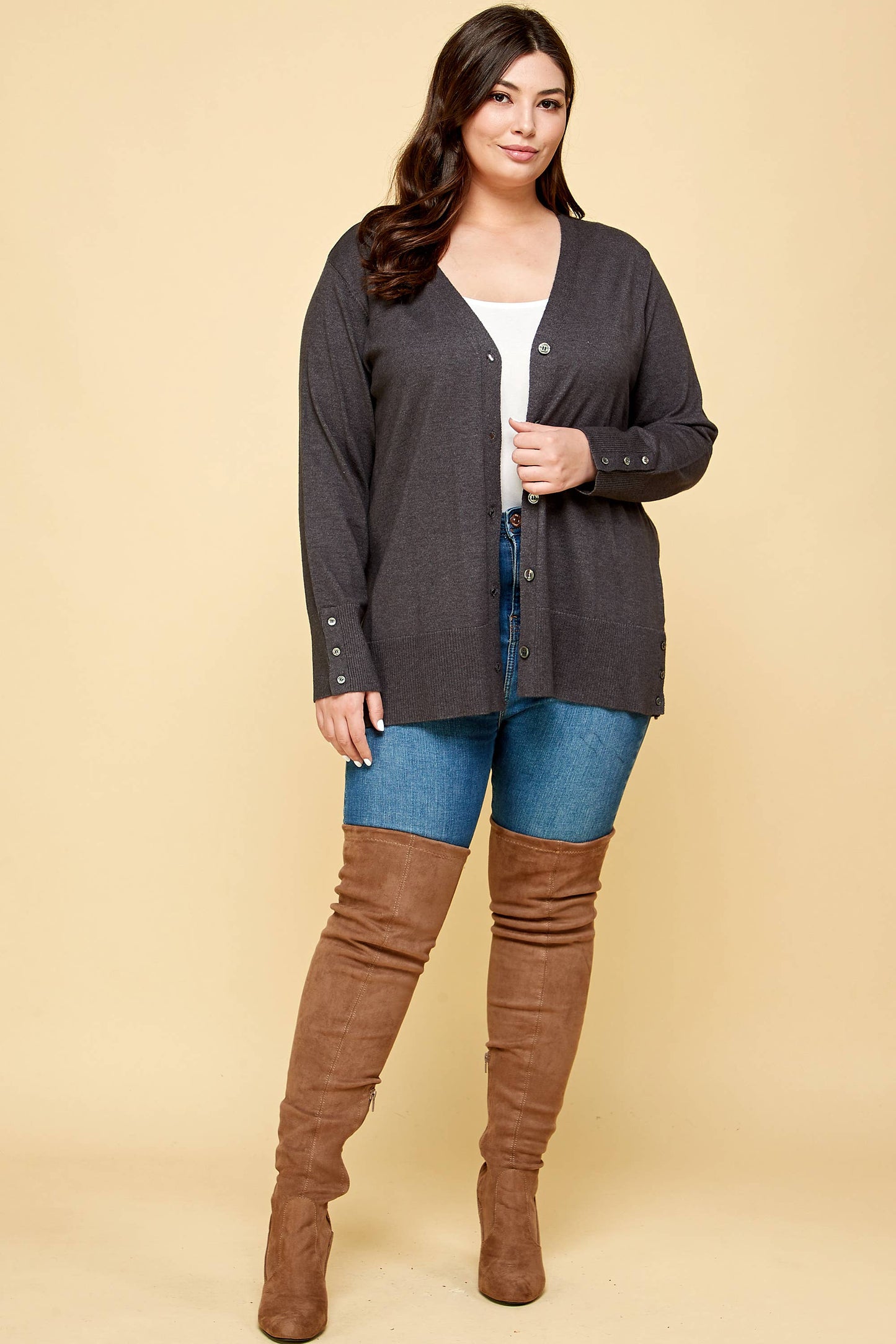 Plus Størrelse Strik Cardigan