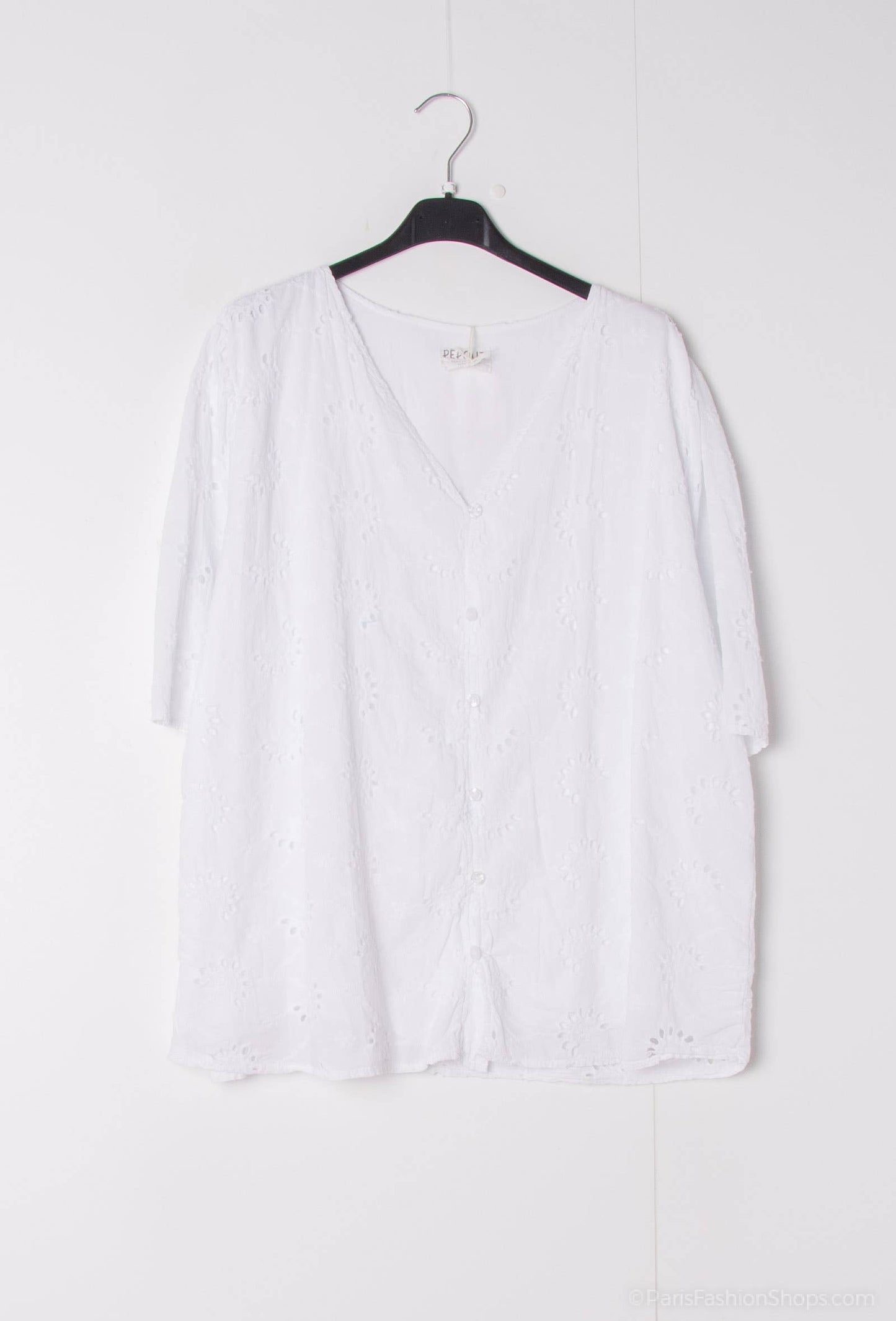 Plus size Bluse 100% bomuld broderi foret