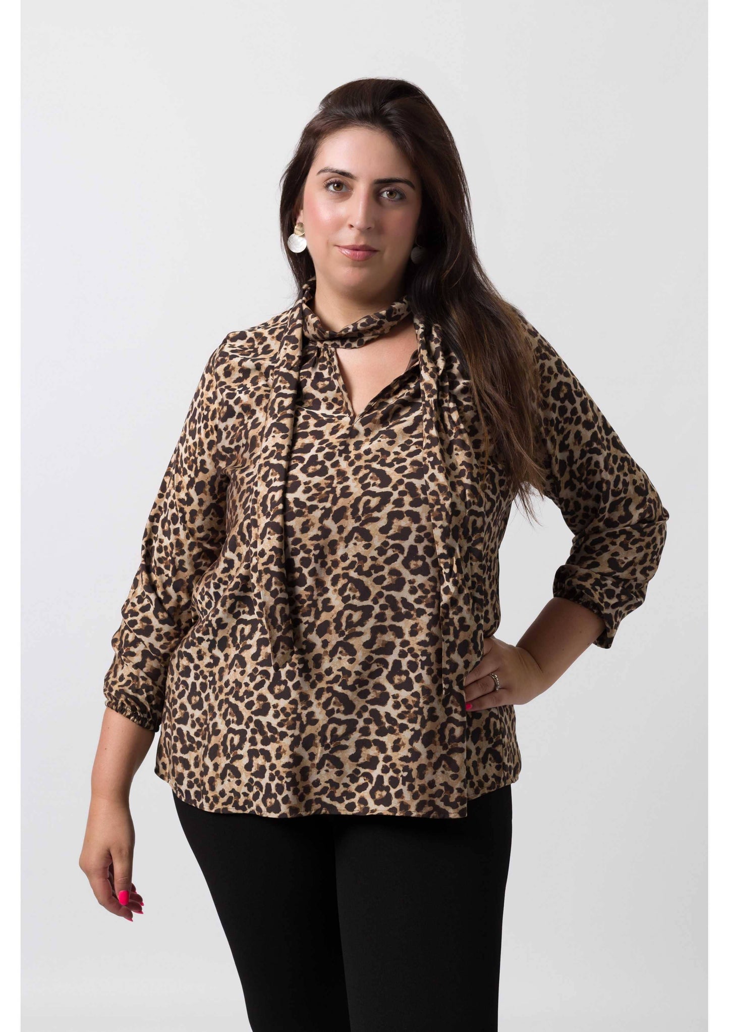 Bluse i mønstret stof  Kollektion Store Størrelser