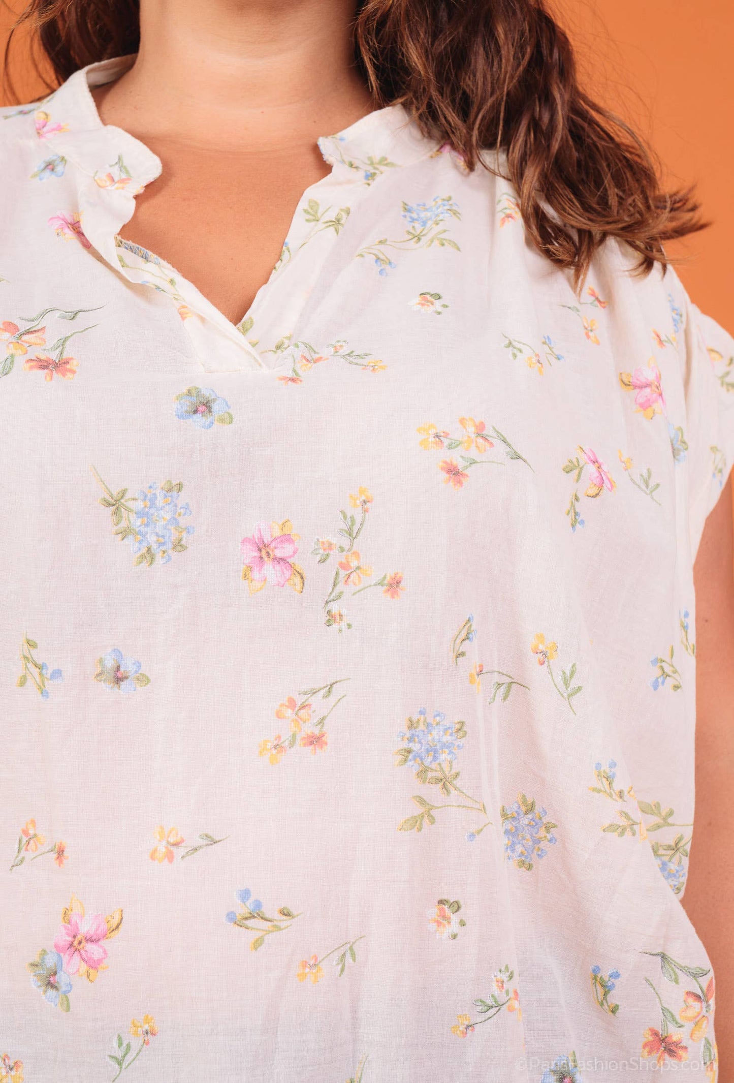 Bluse i blomsteret bomuld PB2532 plus size