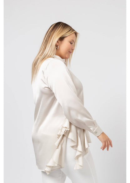 Almindelig bluse i satin Store Størrelser