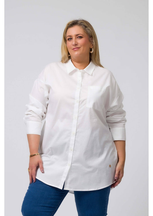 Almindelig skjorte hvid lang  Store størrelser