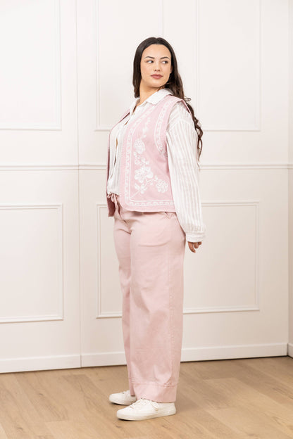 STOR STØRRELSE Bred jersey stretch bukser  plus size PPN2506GT