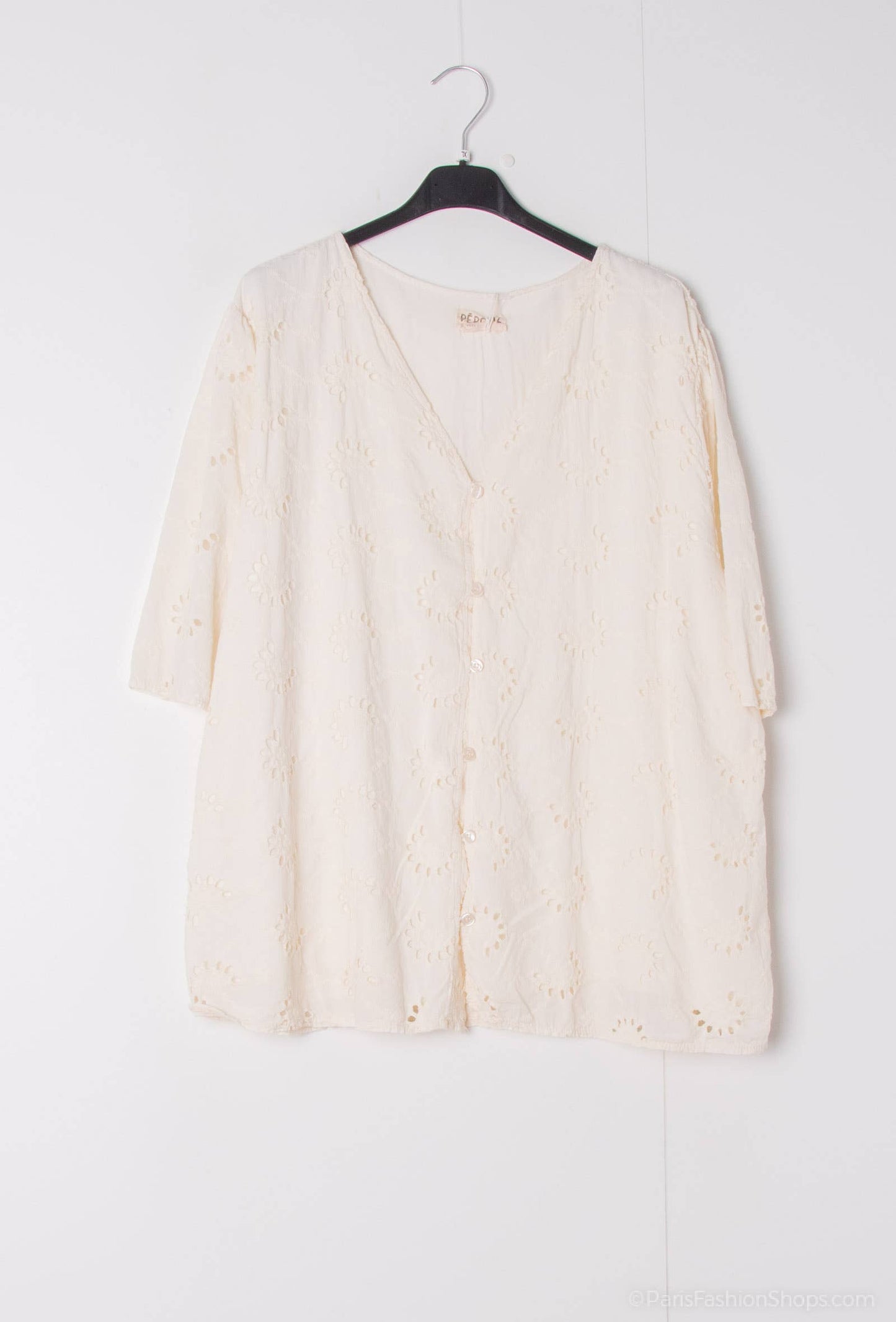 Plus size Bluse 100% bomuld broderi foret