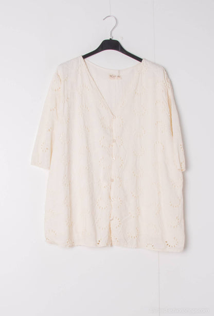 Plus size Bluse 100% bomuld broderi foret