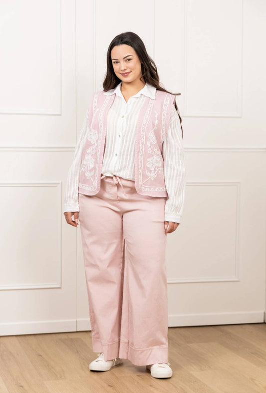 STOR STØRRELSE Bred jersey stretch bukser  plus size PPN2506GT