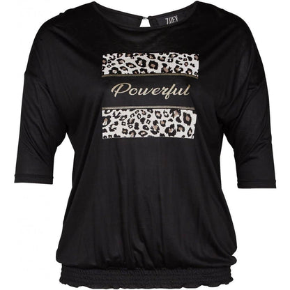 STATEMENT T-SHIRT MED 3/4-ÆRMER sort med print DAnsk design