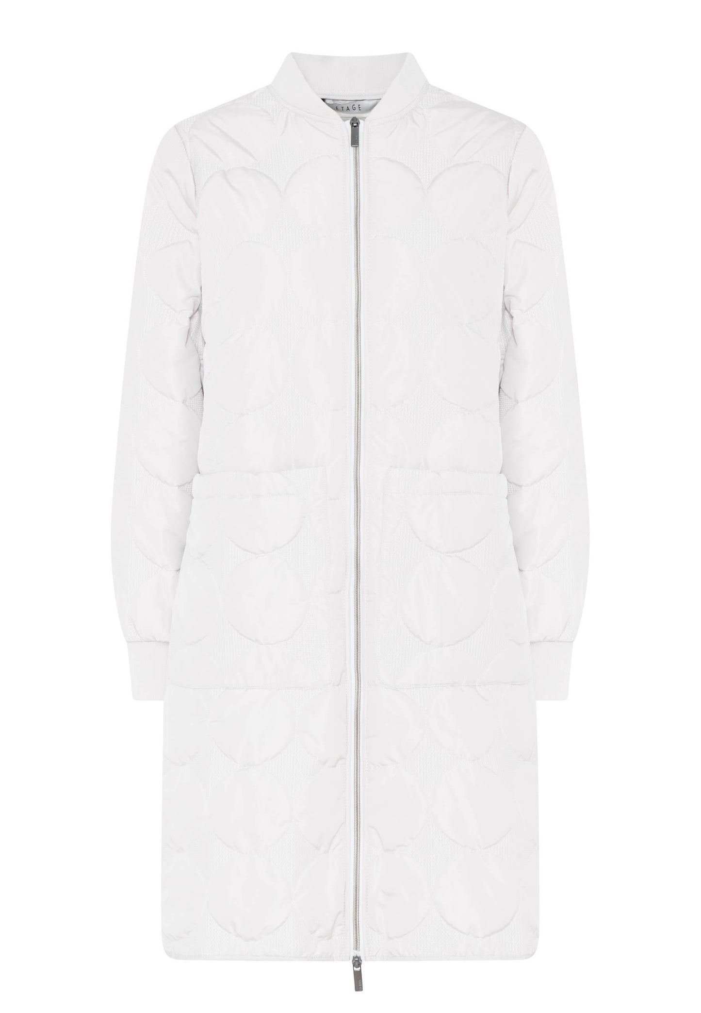 Quiltet jakke lang plus size hvid