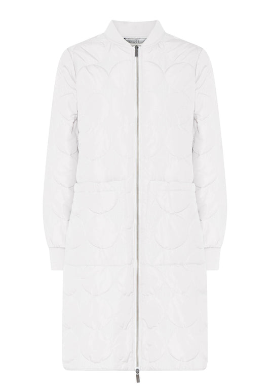 Quiltet jakke lang plus size hvid