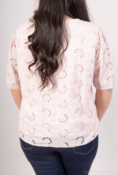 Plus size Bluse 100% bomuld broderi foret