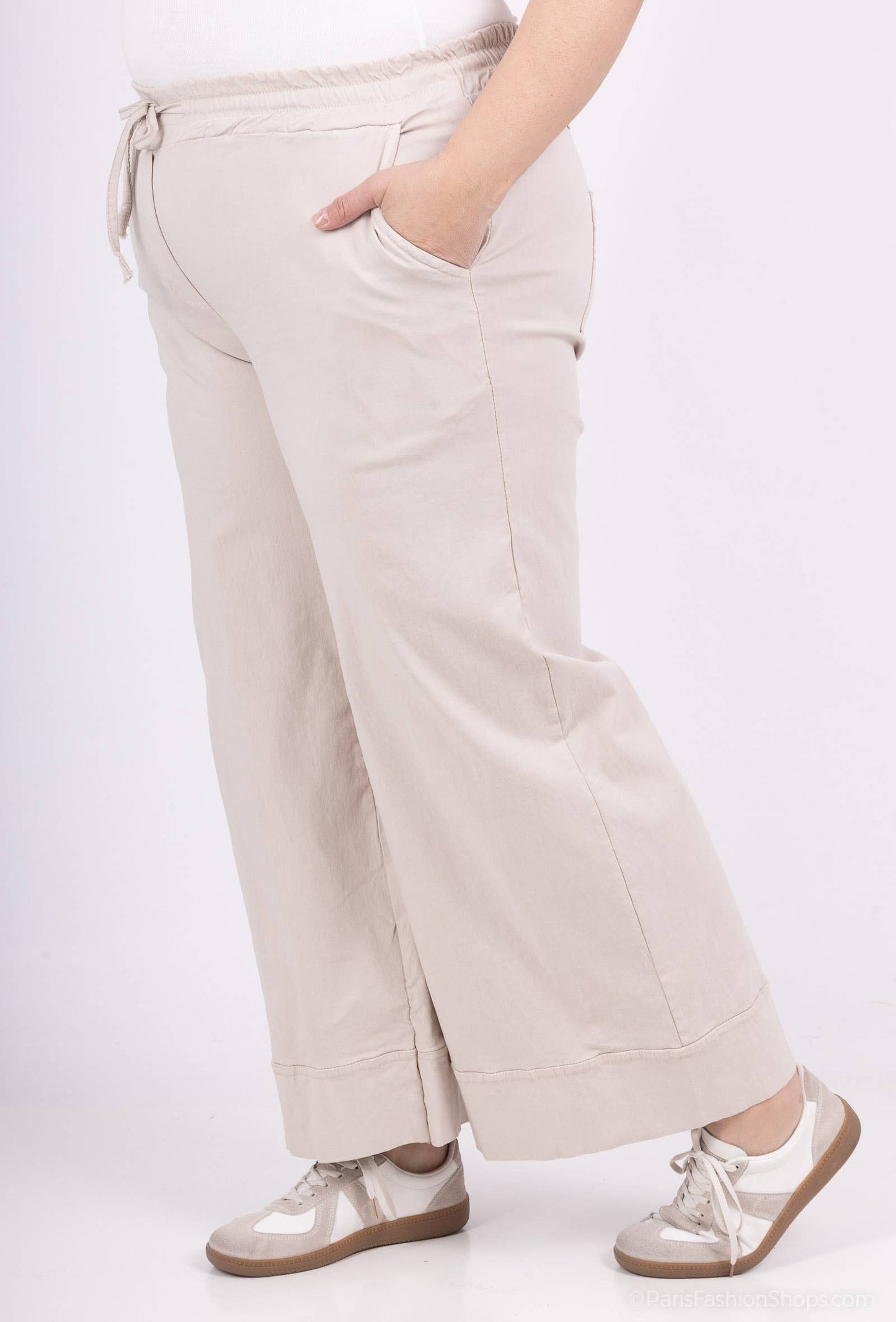 STOR STØRRELSE Bred jersey stretch bukser  plus size PPN2506GT