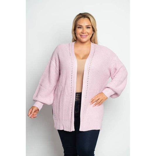 PLUS STØRRELSE ÅBEN FRONT SWEATER STRIK CARDIGAN