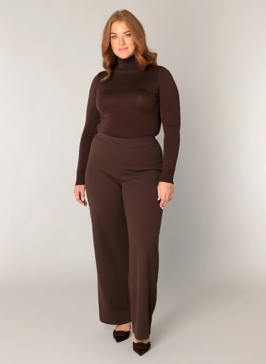 Beige strik med hj hals plus size