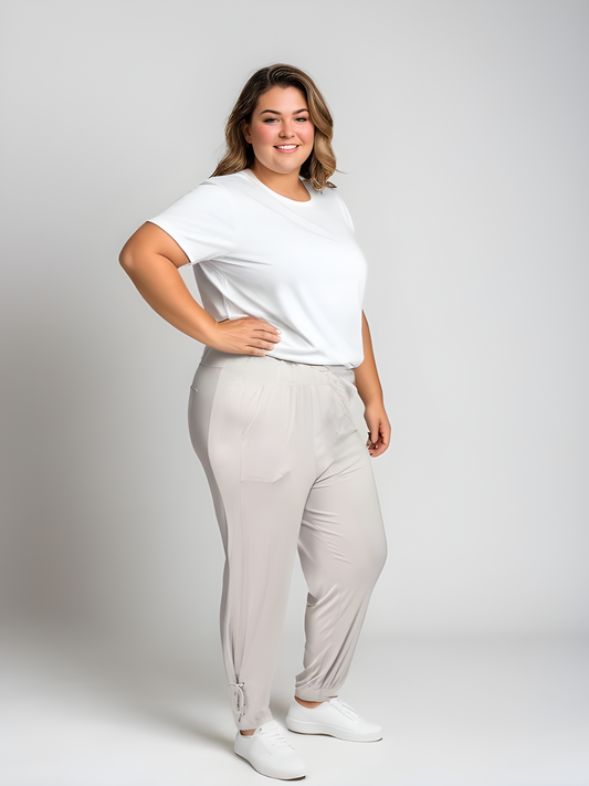 Store bukser med snøring (B131/GRÅ) plus size