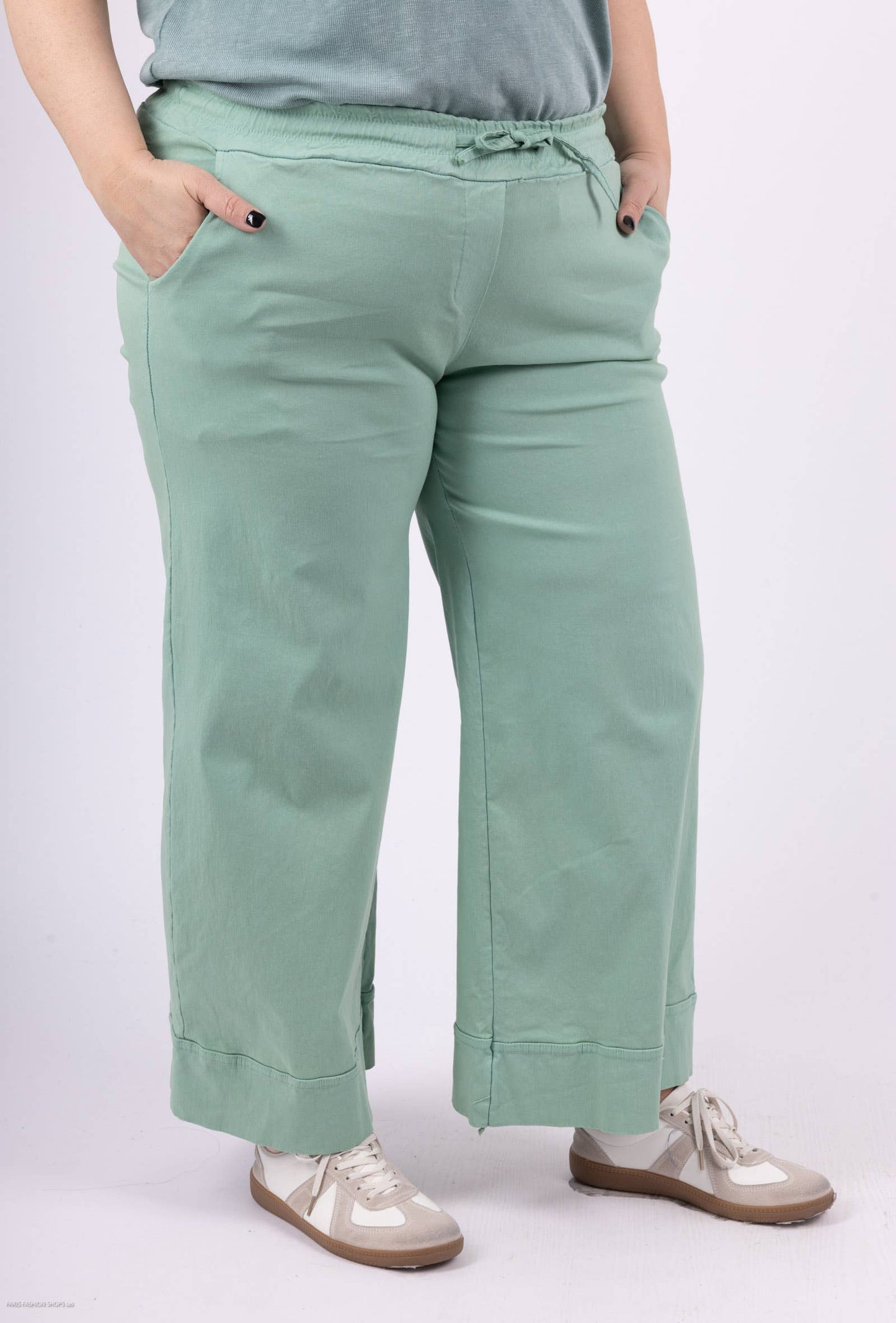 STOR STØRRELSE Bred jersey stretch bukser  plus size PPN2506GT