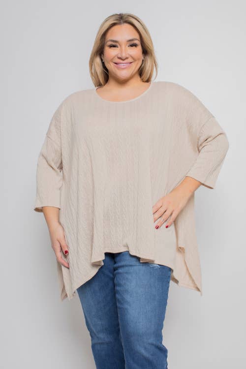 PLUS STØRRELSE OVERSIZE STRIK TOP