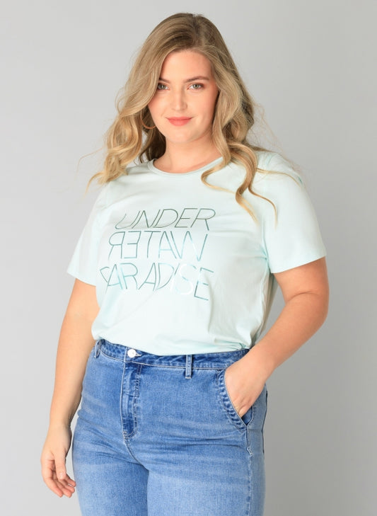 T shirt i minth farve  i store størrelse naturlig og let