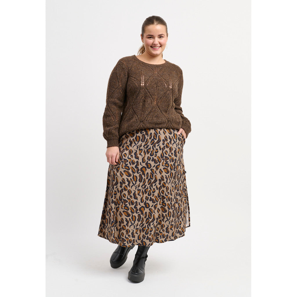 Nederdel med leopard print plus size