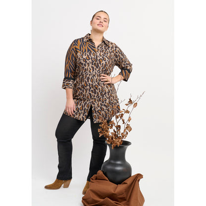 Brun Tunika, bluse med tiger print plus size