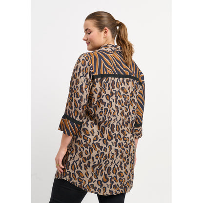 Brun Tunika, bluse med tiger print plus size