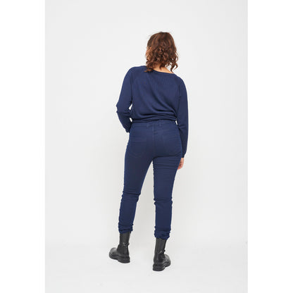 Bomulds jeans blå strechy i plus size low waist