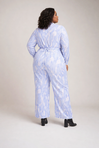 Blå buksedragt i plus size også