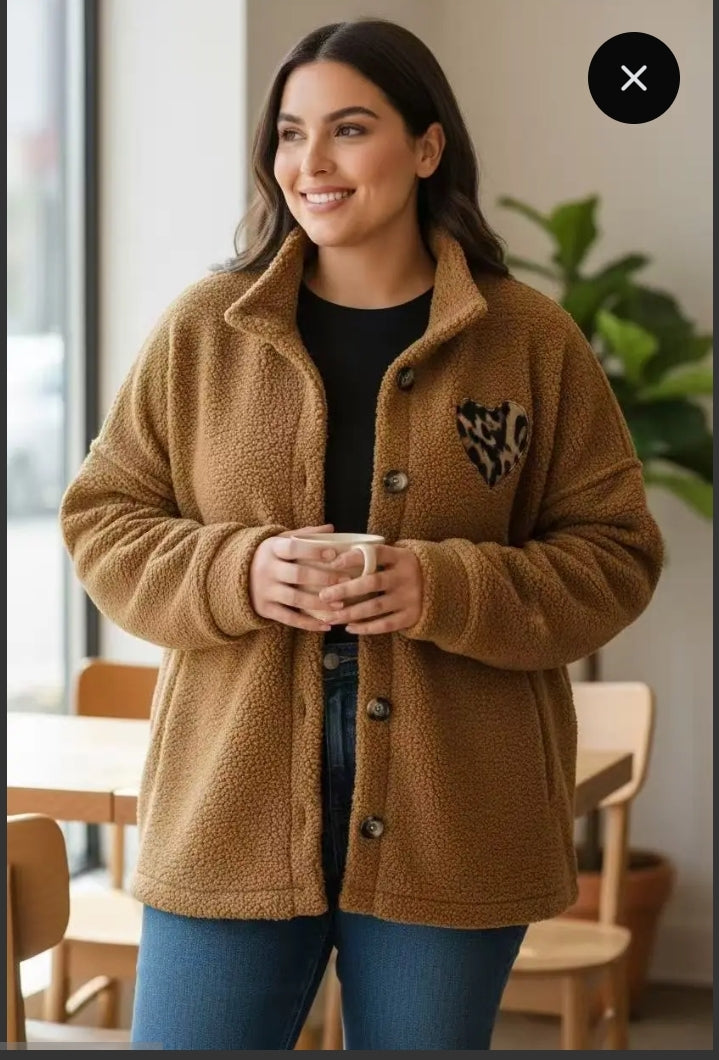 Fleece Cardigan i to farver også plus size