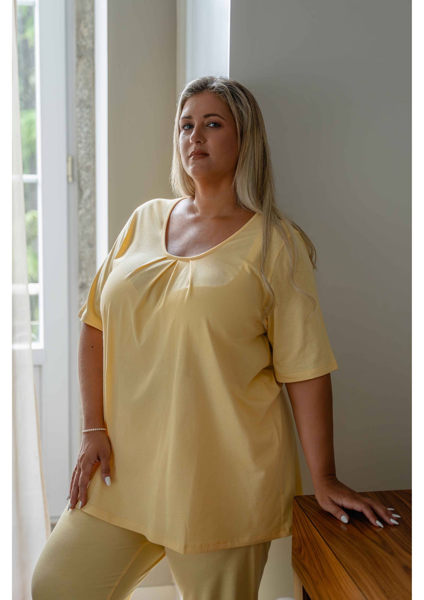 Almindelig strikket pyjamas med ærmer lange Store Størrelser