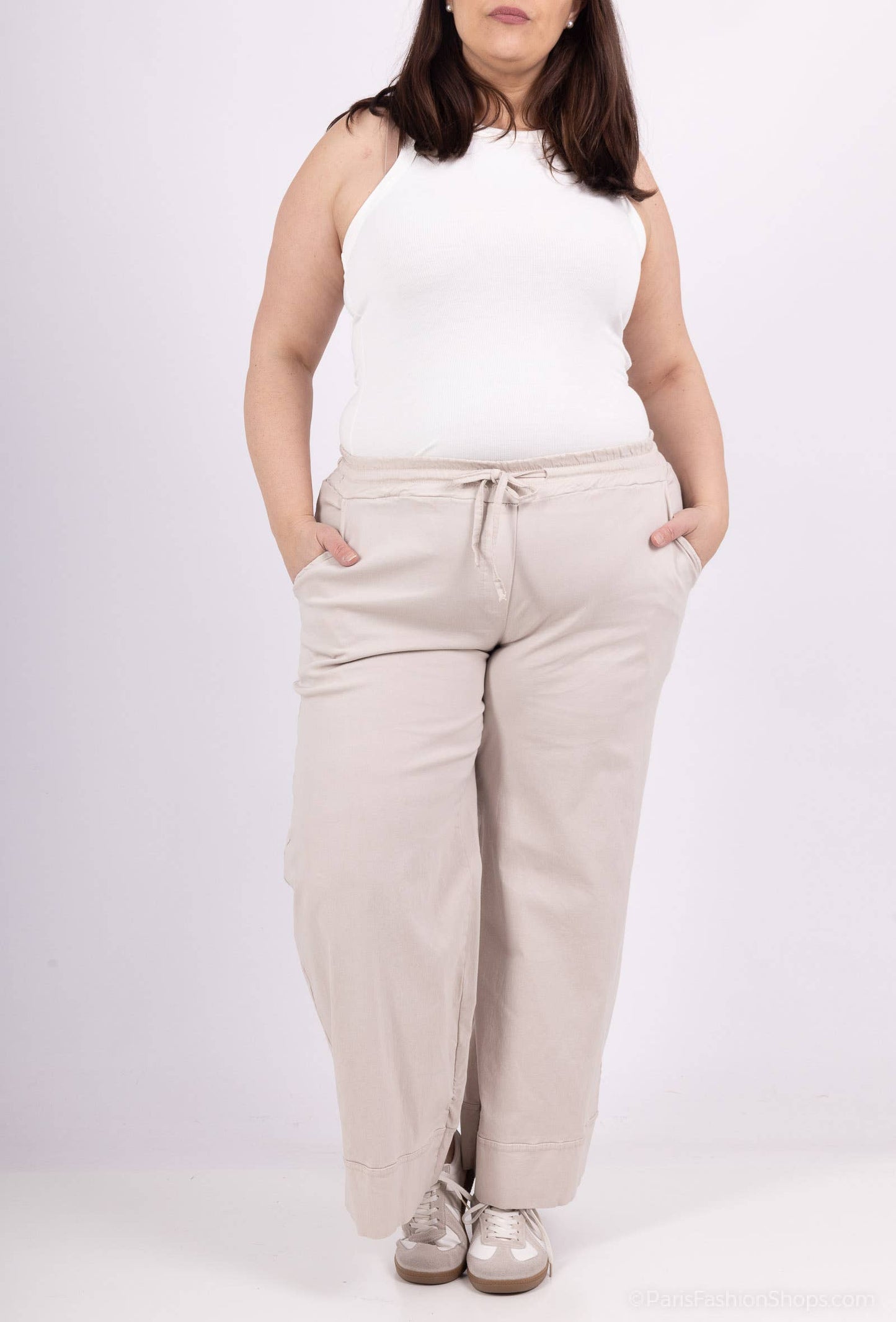 STOR STØRRELSE Bred jersey stretch bukser  plus size PPN2506GT