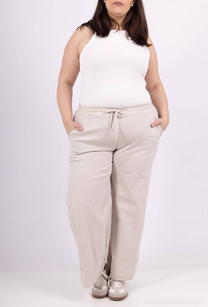 STOR STØRRELSE Bred jersey stretch bukser  plus size PPN2506GT