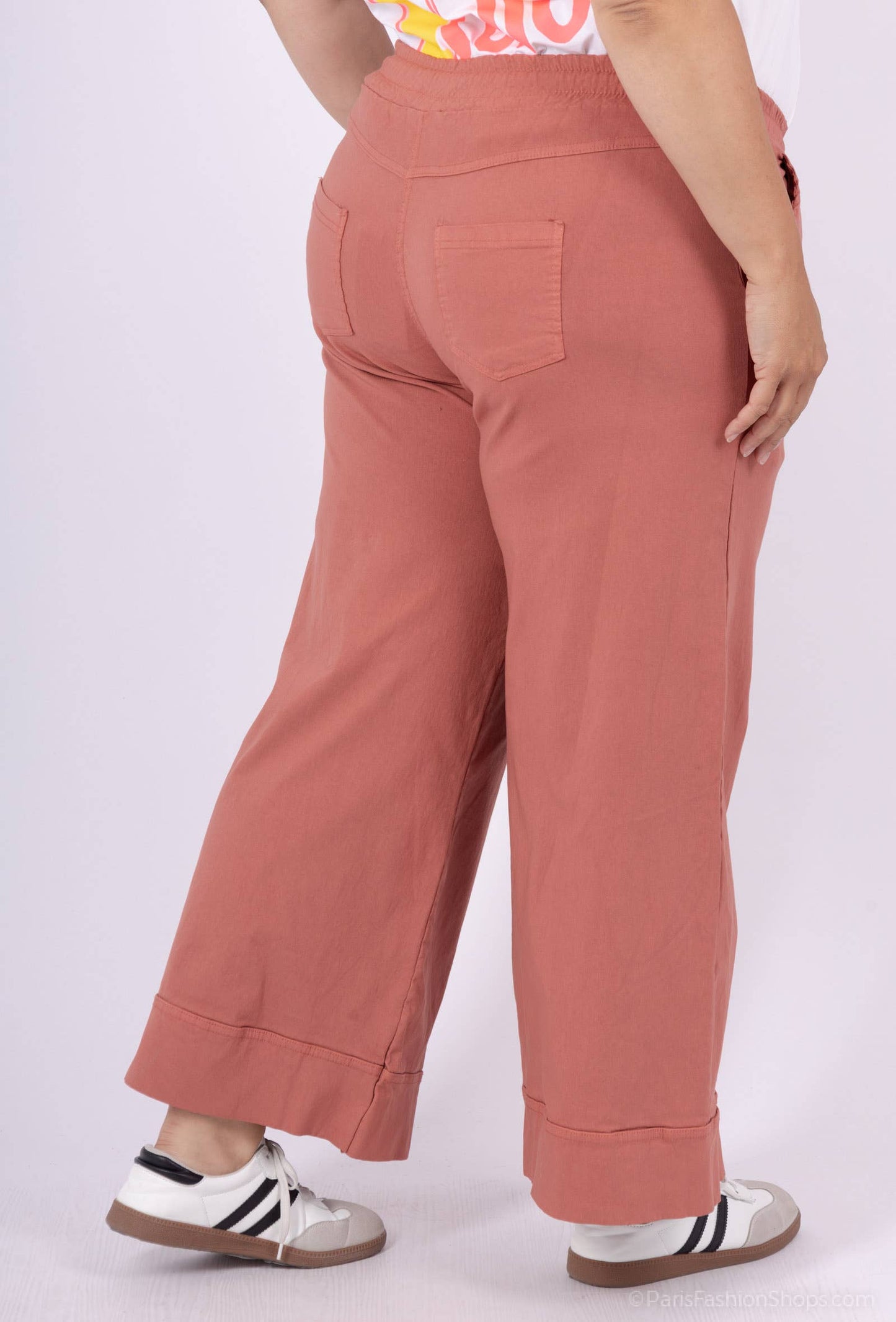 STOR STØRRELSE Bred jersey stretch bukser  plus size PPN2506GT