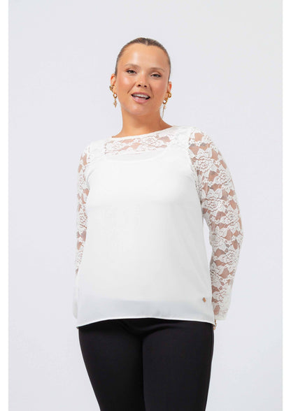 Bluse i glat stof  Store Størrelser