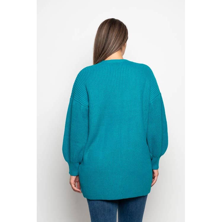 PLUS STØRRELSE LANGÆRMET ÅBNE FORLOMMER SWEATER CARDIGAN