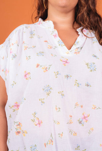 Bluse i blomsteret bomuld PB2532 plus size