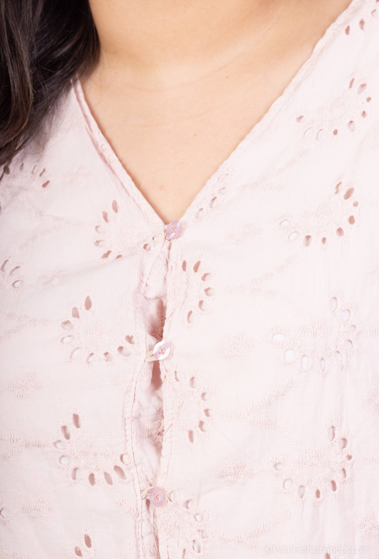 Plus size Bluse 100% bomuld broderi foret