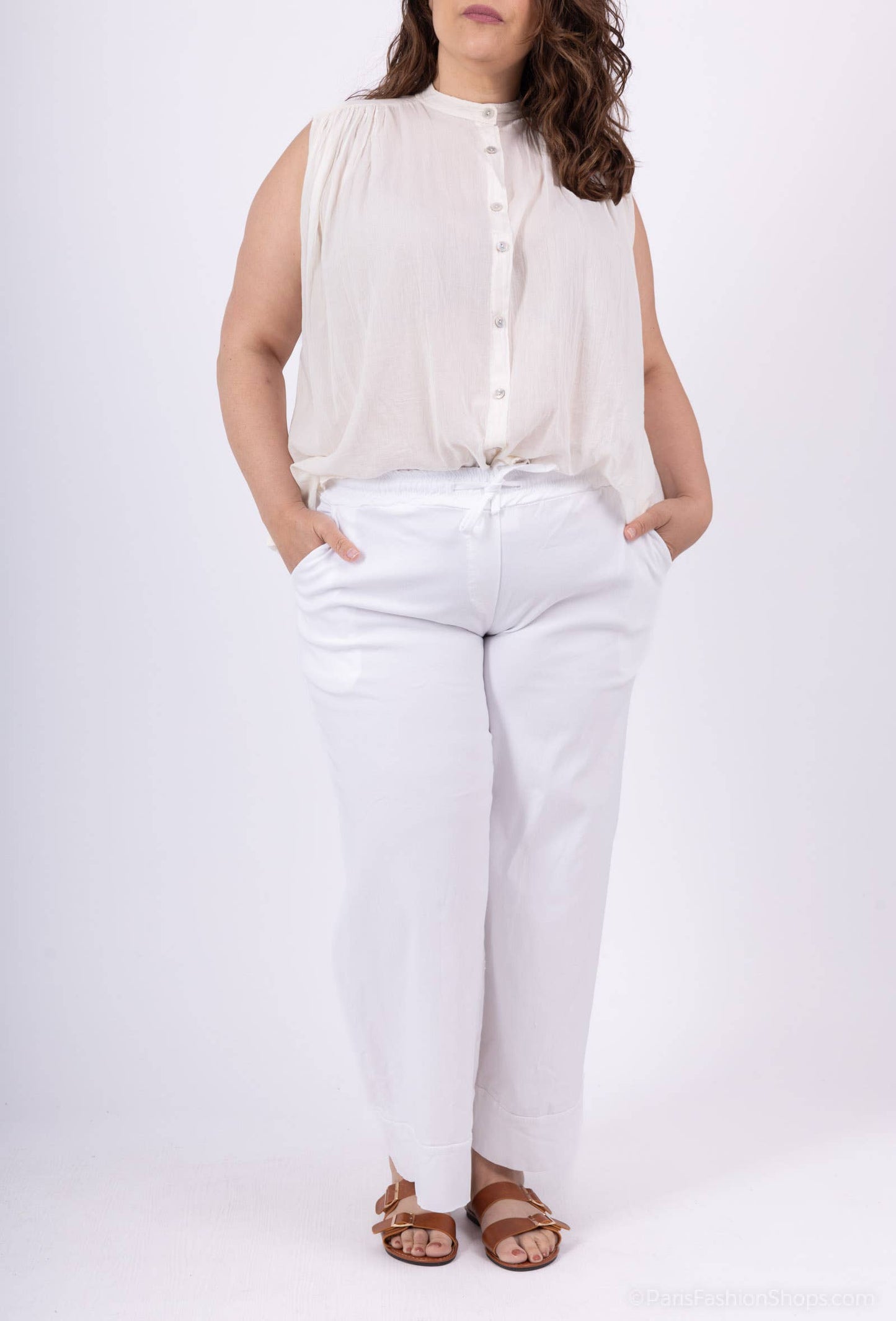 STOR STØRRELSE Bred jersey stretch bukser  plus size PPN2506GT