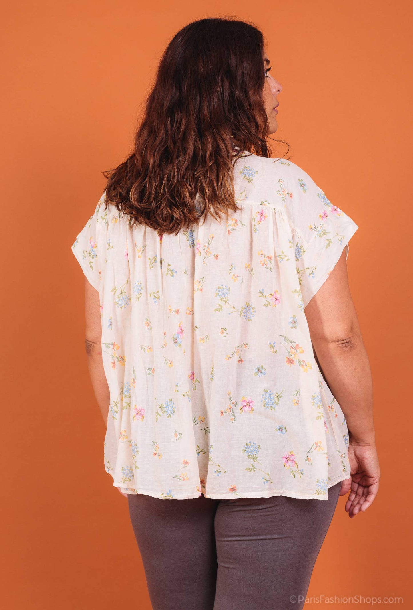 Bluse i blomsteret bomuld PB2532 plus size