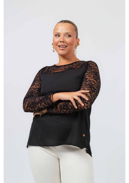 Bluse i glat stof  Store Størrelser
