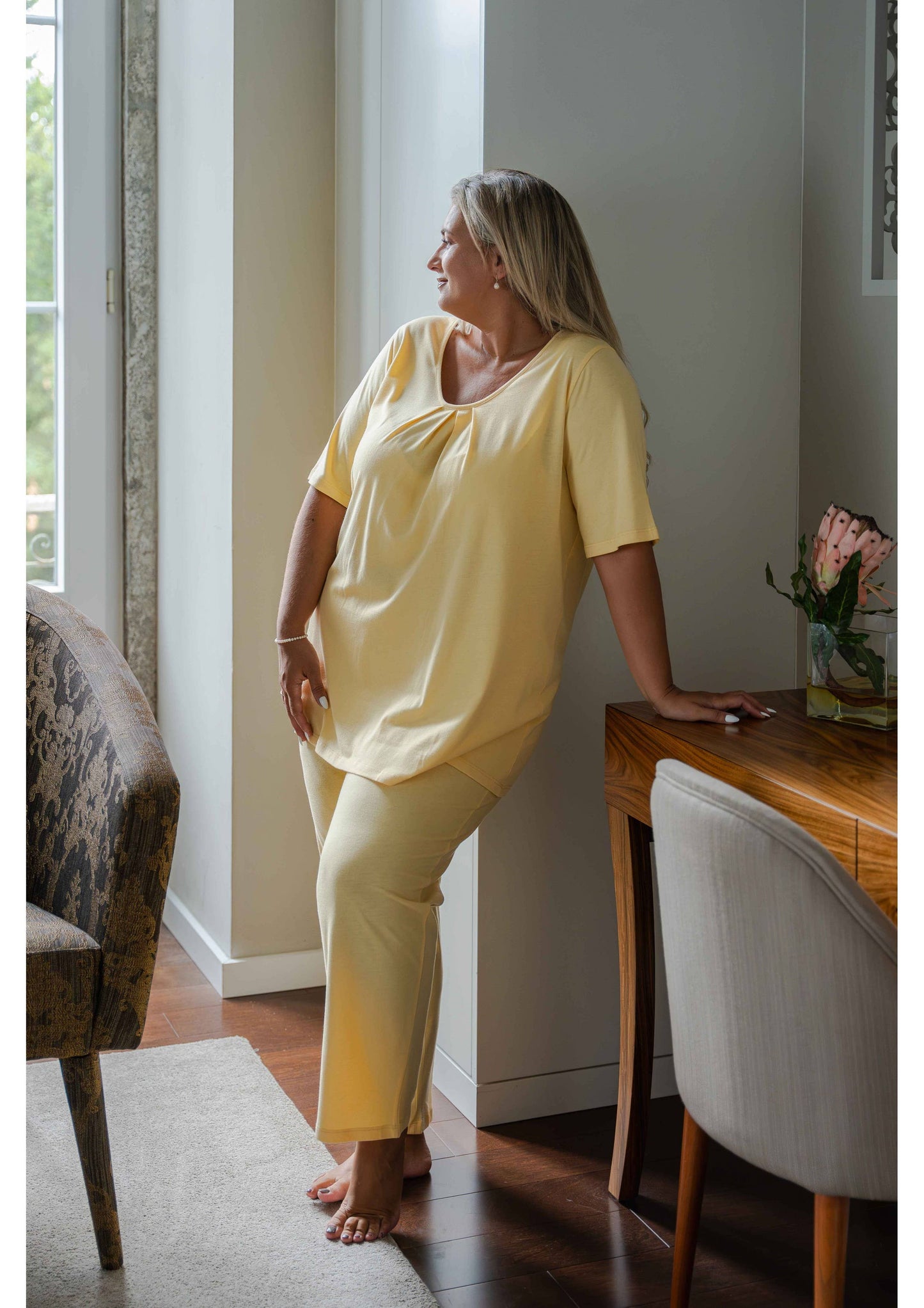 Almindelig strikket pyjamas med ærmer lange Store Størrelser